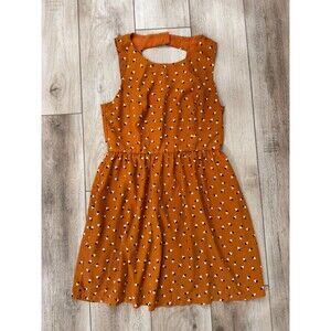 Forever 21 Camel Brown Geometric Cutout Back Mini Shirt Dress Short Medium Y2K